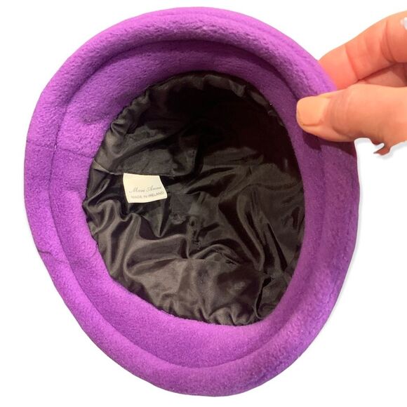 VINTAGE MARI ANNE  Bucket Hat Lined Velvet Flowers Accent Warm Purple Irish main image 4